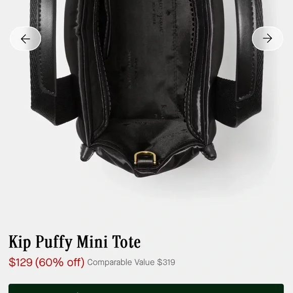 NWT Kate Spade Black Kip Mini Puffy Tote - Picture 2 of 8
